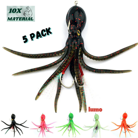 Soft Plastic Scented TPE Octo Jigs. 21g 110mm - 5 Pack