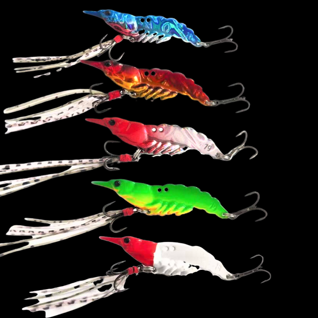 3x Luminous Tail Squid Jigs Fishing Lures Hook Artificial Shrimp
