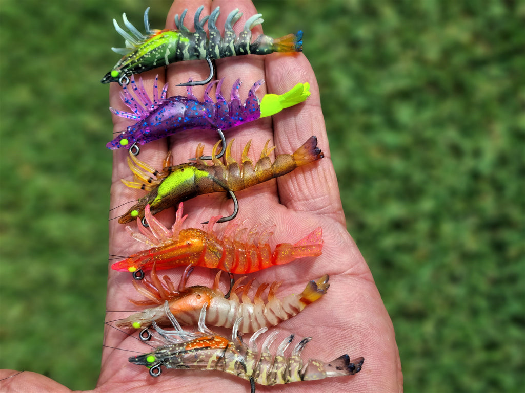 3 x Live Prawns weighted Shrimp Soft Plastic 90mm 9g Fishing Lures BREAM  Jigs