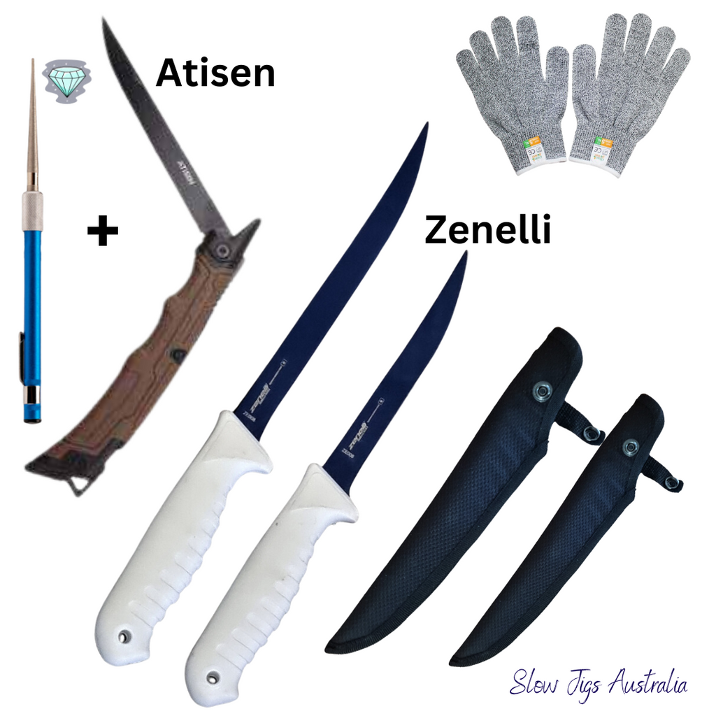 Fillet Knives ZENELLI. 6 8 individual/Packs+diamond pocket steel+Fol –  SLOW JIGS AUSTRALIA