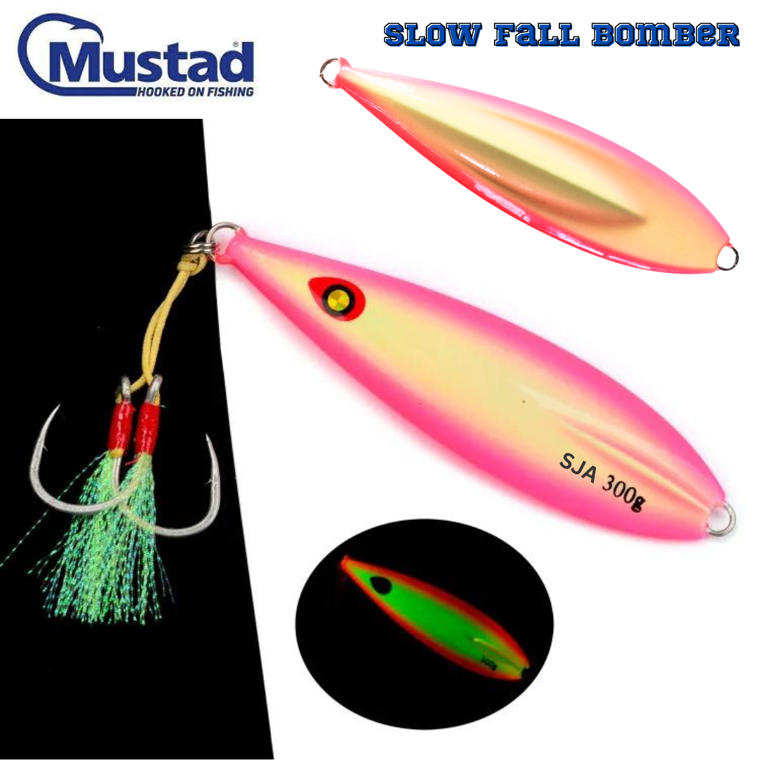 Slow Fall Bomber. Full Glow. 10881 Mustad. 250-350g – SLOW JIGS AUSTRALIA