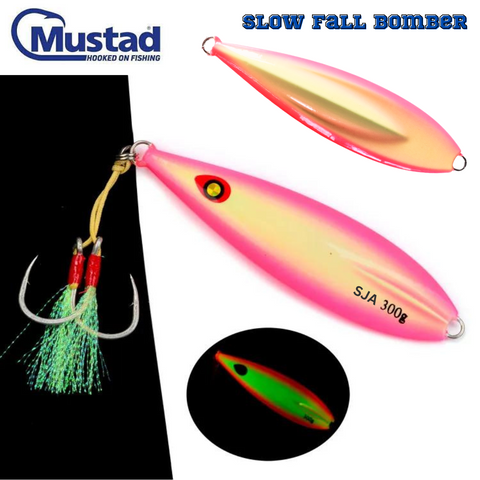 Slow Fall Bomber. Full Glow. 10881 Mustad. 250-350g