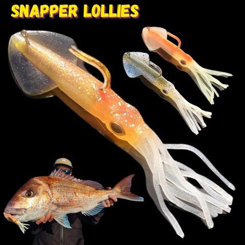 Snapper Lollies-Soft Plastic Lumo Squid 140mm 35g 7/0