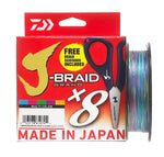 Daiwa J-Braid Grand 8X Multi Coloured 300m- Free Scissors 20lb-80lb