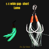 REEF VARIETY BUNDLE. 20 Pack rigged lumo jigs. 60g-120g. + extras