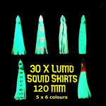 SJA LUMINOUS 4.7 inch -120mm OCTOPUS SKIRT. 5 AND 30 PACKS.