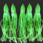 LUMINOUS LARGE HEAD. 12"- 300mm OCTOPUS SKIRTS 4/8/12 Packs-Green