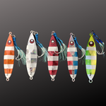 SJA Flat Fall Jigs Rigged 5 Pack of One Size, 40g - 350g.