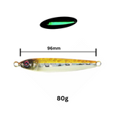 80g SHIMMER Slow pitch jigs- 3d laser fish scale foil Lumo- 4 pack.