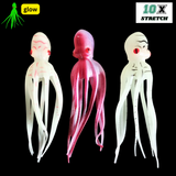 3 Packs 8 inch TPE 10x Stretch Octopus Skirts 200mm Luminous 38g