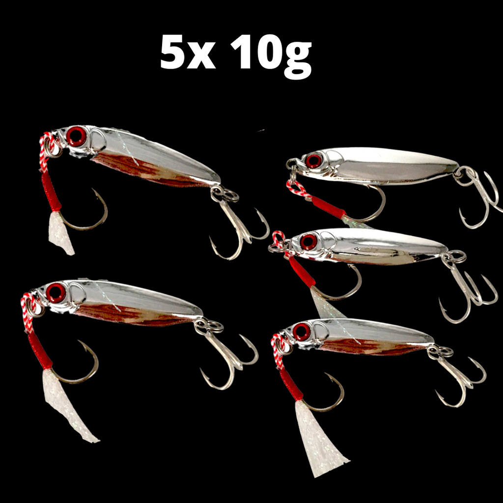 5 Pack Chrome Plated Metal Lures/Micro jigs. 10g 15g 20g – SLOW